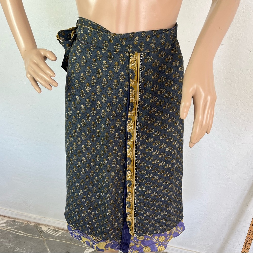 Jedzebel Magic Wrap Reversible 80% silk Bohemian  Skirt One Size